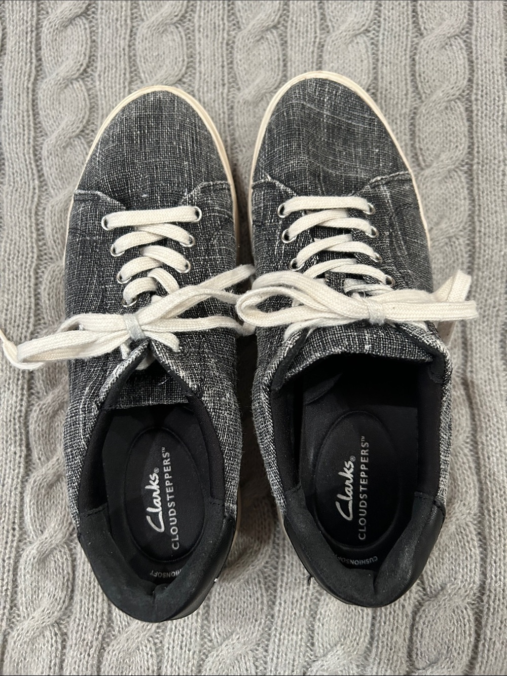 Women's Clarks Cloud Steppers Black Heather Lace-Up Sneakers